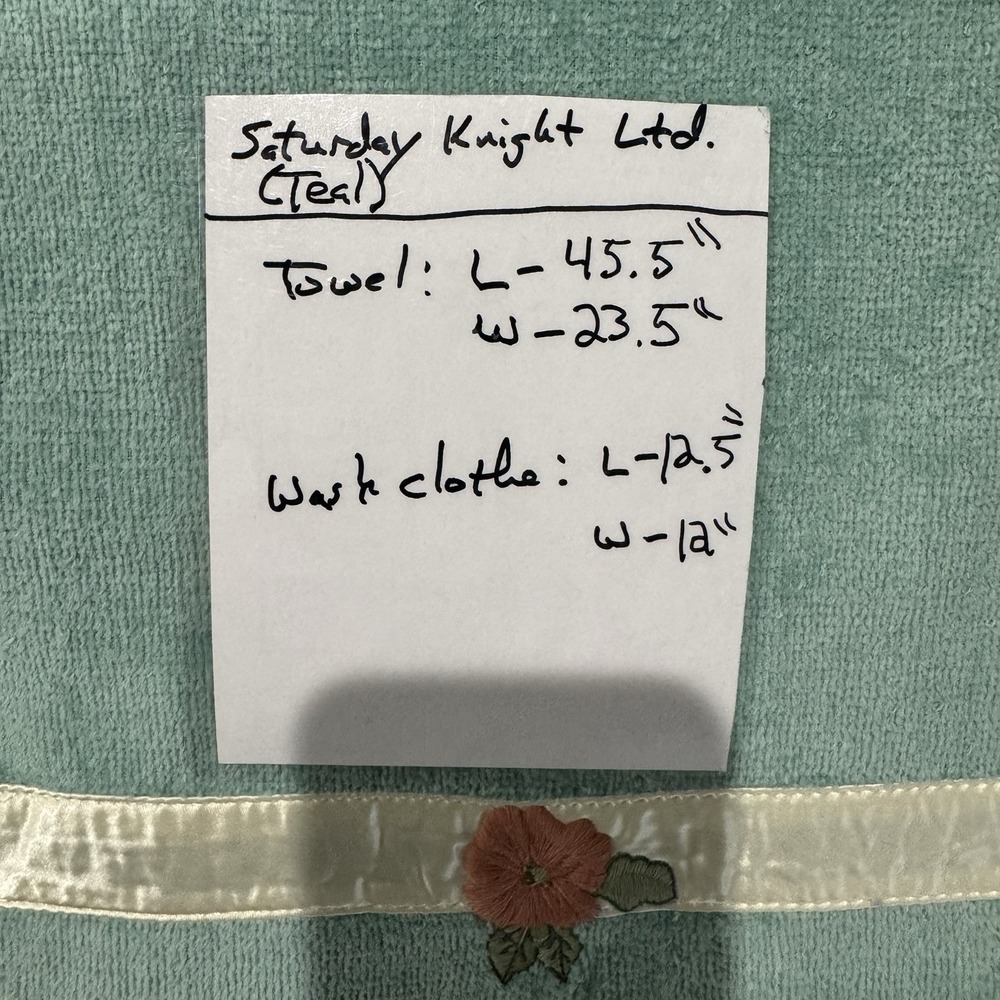 Vintage Saturday Knight Ltd. Teal Blue Bath Set 2 Towels 4 Washcloths Floral USA - Picture 6 of 6